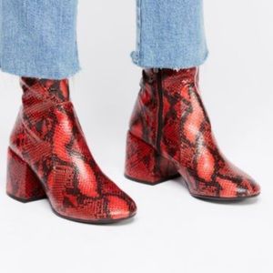 NEW Jeffrey Campbell Women's Red Lillian Heel Boot